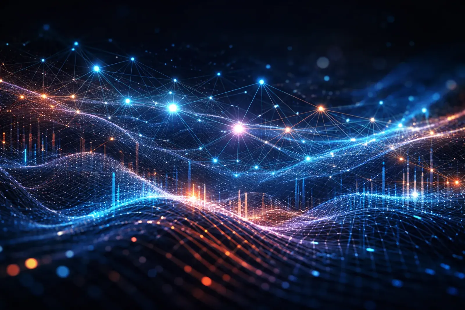 A glowing network of connected data points