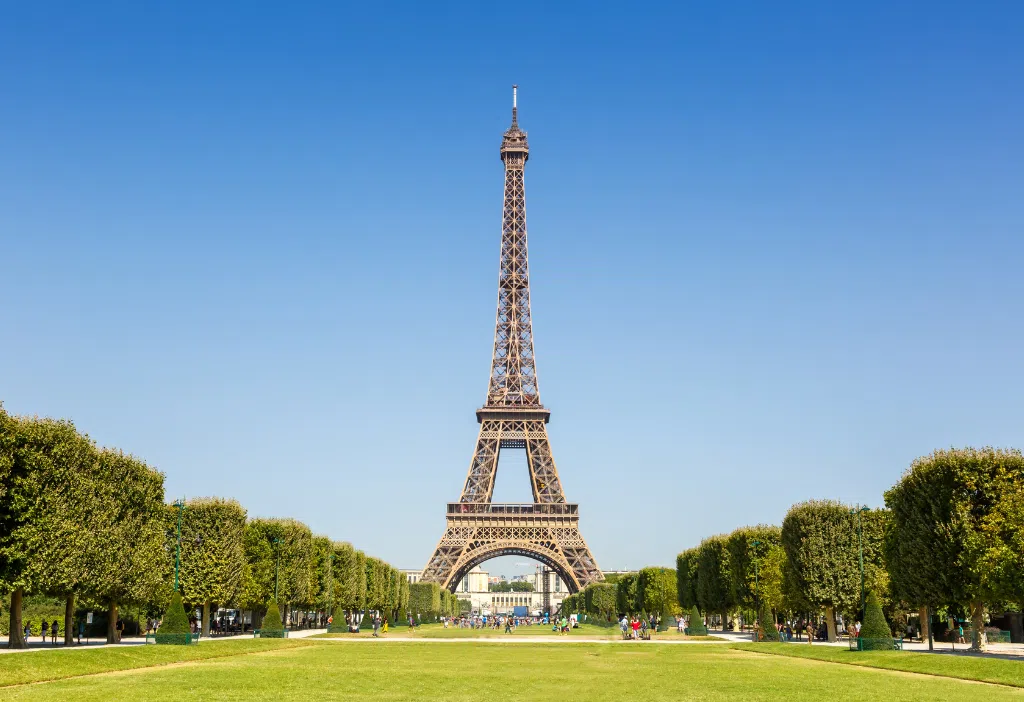 The Eiffel Tower seen from the Champ de Mars, Paris