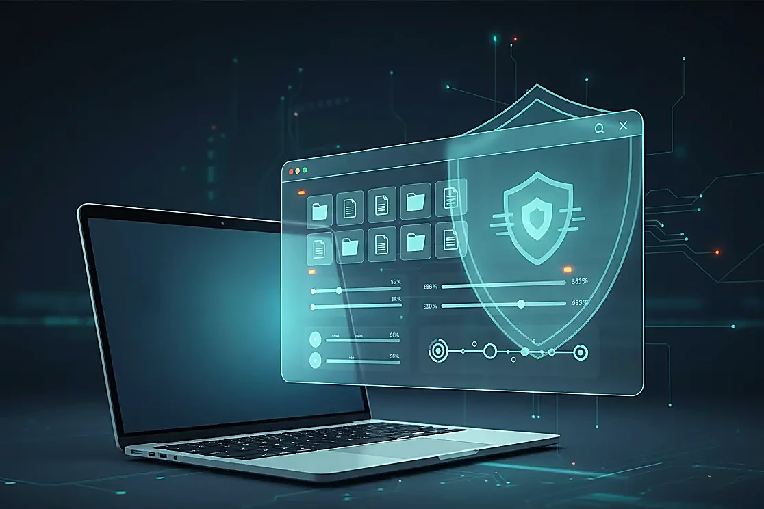 Secure client portal on a laptop