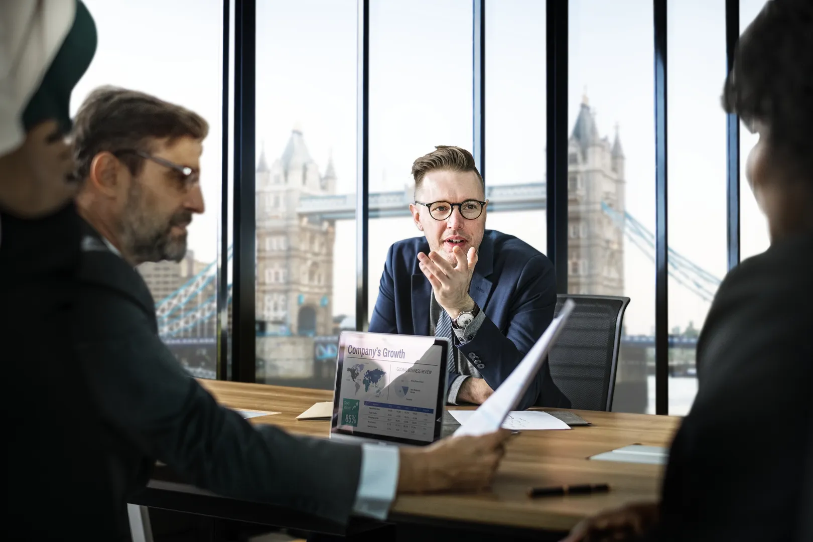 Interpreter supporting a multilingual executive meeting