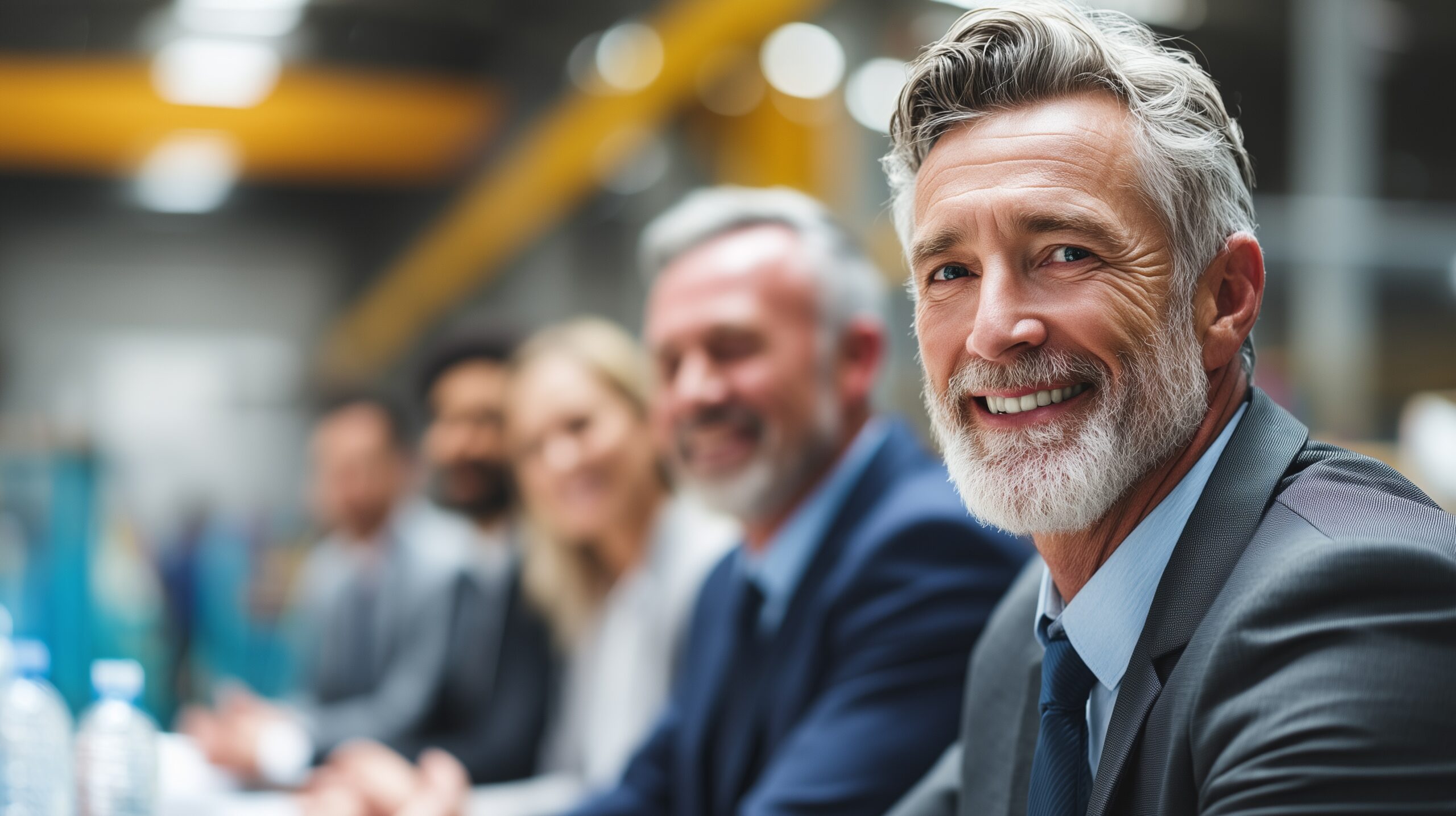 Executives in a multilingual business meeting